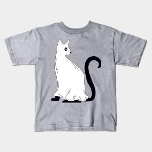 Mystery Ghost Cat With Dark Gray Background Kids T-Shirt